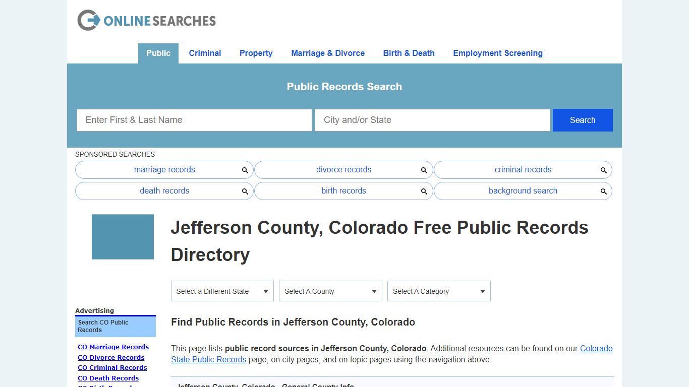 Jefferson County, Colorado Public Records Directory